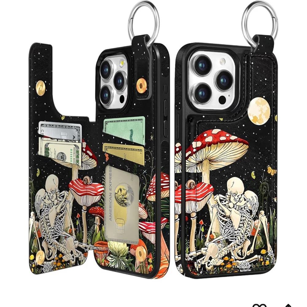 NWT iPhone 14 Pro Max Wallet Case Gothic Dark Romance Card Holder